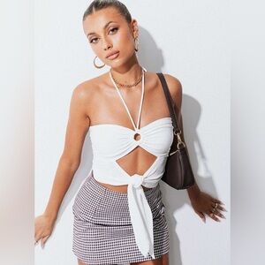 Princess Polly Loriella Ring Detail Crop Top in White Size 12 NWT